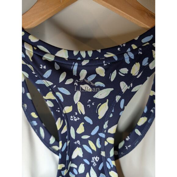 L.L.Bean Navy Blue Floral Racerback Tank Dress Casual Summer Medium - Picture 3 of 6